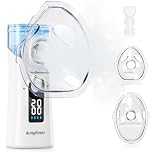 Portable Nebuliser for Adults and Kids: Rechargeable Electric Inhalators for Adults with 20-Minute Timer - Low Noise Nebuliser for Travel Home Office Use with Adult and Child Masks and Storage Bag