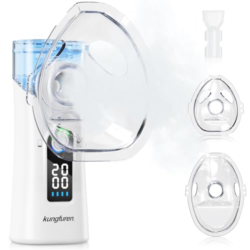 Imagen de Nebulizador Portátil Adultos Niños Bebé: Aerosoles Nebulizador Niños Y Adultos Recargable Silencioso Autolimpieza Pantalla Digital Temporizador 20Min Portátil Para Uso Doméstico Oficina Y De Viaje