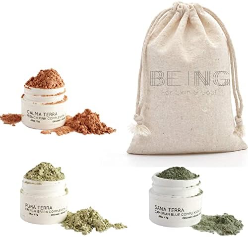 Mini Facial Mask Trio Sampler Spa Gift Set – Gentle enough for all Skin Types, Great as Bridesmaids & Christmas Gifts, or in Gift Baskets, Includes Cotton Muslin Bag & Wooden Spoon