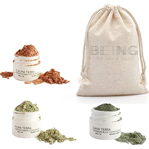 Product Image of the Mini Facial Mask Trio Sampler Spa Gift Set – Gentle enough for all Skin Types, Great as Bridesmaids & Christmas Gifts, or in Gift Baskets, Includes Cotton Muslin Bag & Wooden Spoon