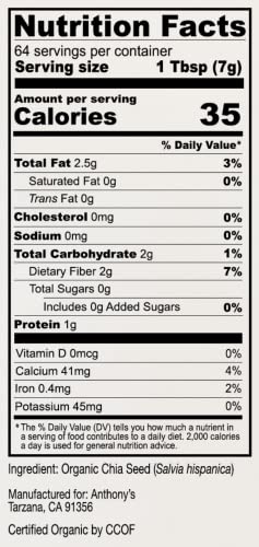 Anthony'S DK-DX7X-0P7D Organic Ground Chia Seed thumb #6