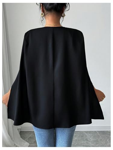 MakeMeChic Women's Open Front Cape Blazer Split Long Sleeve Work Office Coat Jacket3