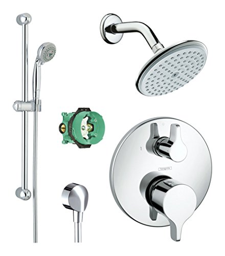 Hansgrohe KSH04448-04343-94PC-2 Raindance Shower Faucet Kit with Handshower, Wallbar, PBV Trim with Diverter & Rough, Chrome