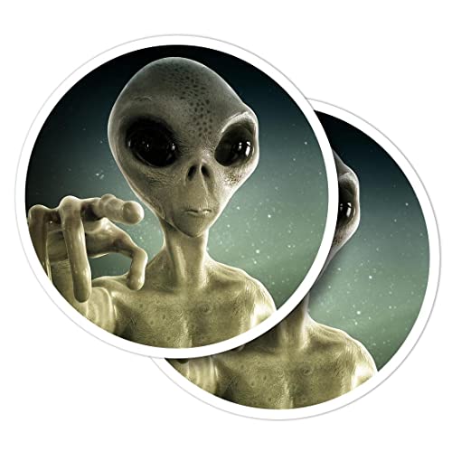 Vinyl-Aufkleber, rund, 10 cm, Alien-Mann, Außerirdischer, für Laptops, Tablets, Gepäck, Scrapbooking, Kühlschränke #50067