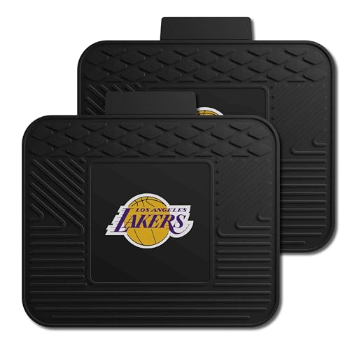 FANMATS 12375 NBA Los Angeles Lakers Back Row Utility Car Mats - 2 Piece Set, 14in. x 17in., All Weather Protection, Universal Fit, Deep Resevoir Design, Molded Team Logo