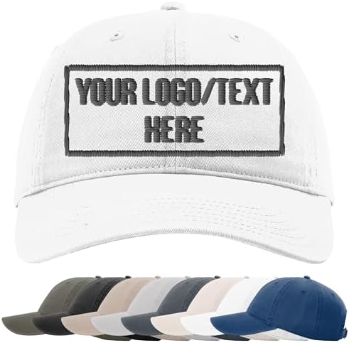 Custom Embroidered Hat for Men – Design Your Own Logo Baseball Cap - Personalized Hats for Men, Gorras para Hombres, 100% Cotton Low Profile Dad Hat Black