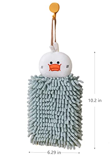 Ivymei 1 Pack Double-Sided Animal Chenille Hand Towels,Bathroom Hand Towels With Loop,Kitchen Hand Towels Hanging,Soft Absorbent Square Hand Towels(Lightgreen) #TOP3