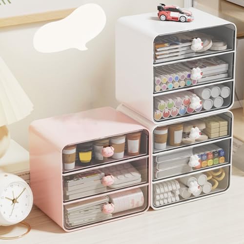 Desk Organizer, hohe Festigkeit Kunststoff Schublade Stil Design Desktop Storage Unit einfach und großzügig Platz sparende Vanity Veranstalter für Schreibwaren (Großes weißes