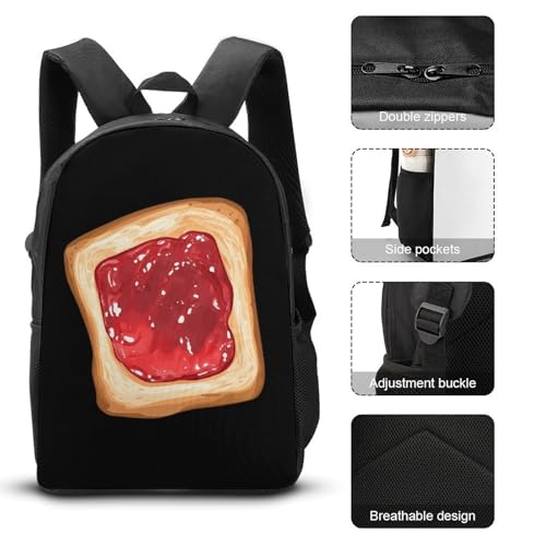 Toast with Jam Classic Backpack Lunch Bag Pencil Case 3 Piece Set Travel Daypack3