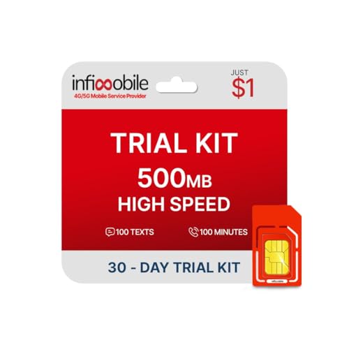 $1/Month | Infimobile Prepaid Plan: 30 Day Plan | 500MB High-Speed Data | 100 Min Talk + 100 Text | Prepaid Plan Service SIM Card | Nationwide Coverage | 4G, 5G T Network