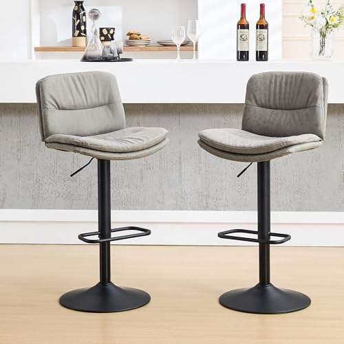 Image of FIRAVOE Adjustable Bar Stools Set of 2, Swivel Counter Height Chairs