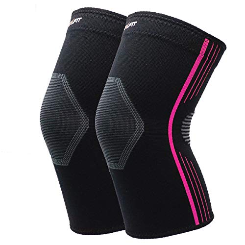 NeoAlly Plus Size Knee Sleeves for Women Medical-Grade Compression Knee Support for Pain Relief Breathable Knee Brace for Running, Purple, X-Large, 2-Pack