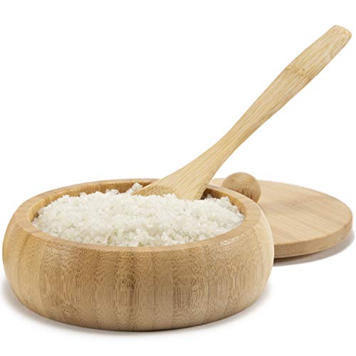 The Holy City Salt Box Storage Set - Eco-Friendly Bamboo Jar, Spoon, Lid