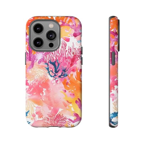Coque aquarelle récif de corail pour iPhone 14 Pro, l'esprit vacances