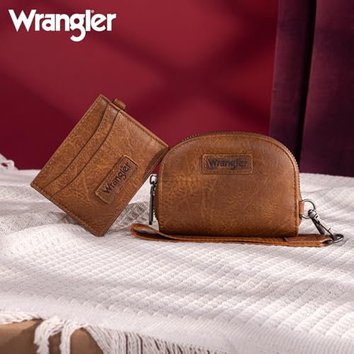 Image of Wrangler KeyChain Wallet Wristlet Wallets for Women Dual Pouch Wristlet with Zipper Womens Credit Card Holder Wallet