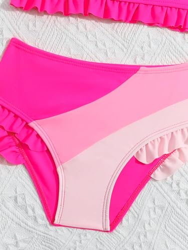 WDIRARA Girl's Color Block Ruffle Trim Bikini Set Swimsuit 2 Piece Bathing Suit4