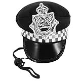 GRIRIW 調節可能な首ストラップ付きペット用警察帽子 犬用ドレスアップカーニバルキャップ パフォーマンス衣装向けフォトプロップ ペット