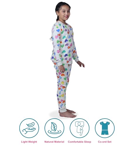 Image of Hestia | H.NSG.N.1 | Kids Girls Nightwear | Sleepwear | Cotton |Trouser Full Sleeves Tshirt | Elastic Waist |Night Dress with Pyjama Tshirts for Girls|All Over Horse Printed |Blue Color 4-6Yrs |Set 1