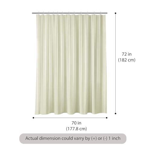 Image of Wakefit Shower Curtain 6 Feet | 14 Free Hooks | No Plastic Smell | Waterproof Bathroom Curtain | Curtain for Balcony | Machine Washable | Off-White Stripes | Height 6ft & Width 6ft | Very Premium