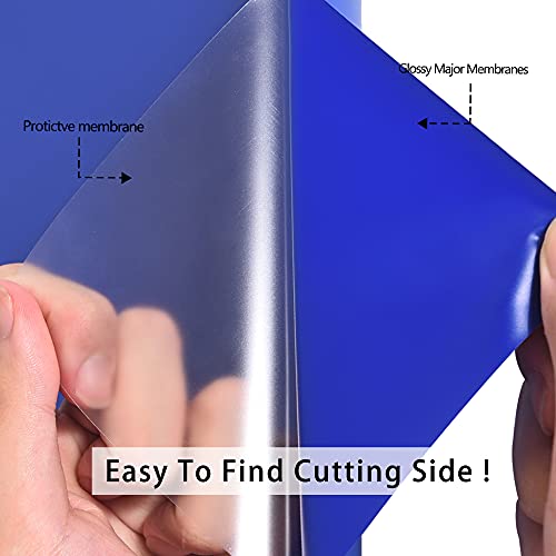 Image of RENLITONG Sapphire Blue Iron on Vinyl - 12Inch by 5ft Roll HTV Heat Transfer Vinyl for T-Shirt HTV Rolls for All Cutter Machine - Easy to Cut & Weed for Heat Transfer Design
