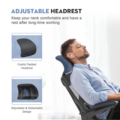 Office Chair - Ergonomic Desk Chair with Adjustable 2D Headrest & Lumbar Support, Til t& Height Adjustment Home Office Desk Chairs