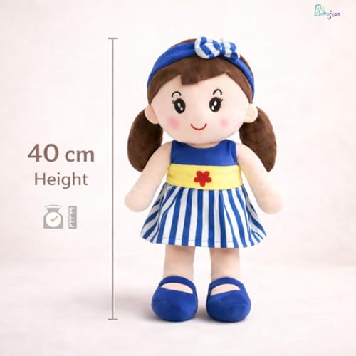 Image of Cute Soft Baby Doll Plush for Kids | Plush Stuffed Toy Doll for Girls & Boys | Super Soft Cuddly Hug Toy Doll | Washable Plush Doll for Girls - 40 CM (Blue)