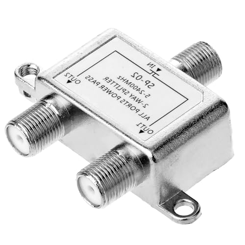 Coaxial Cable Splitter 2 Way, Coax TV Splitter 2 Way RG6 Compatible, Support 5-2400mhz, Works with TV Catv Antenna System High Speed Internet and Antenna Coaxial-Splitter