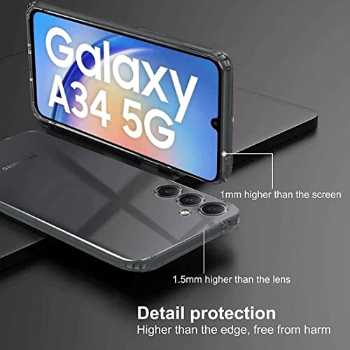 Image of Fashionury Crystal Clear Case for Samsung Galaxy A34 5G | Yellowing Resistance | Transparent TPU Silicone | Raised Camera Lips | Slim Transparent Cover