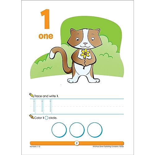School Zone Numbers 1-12 Workbook: 32 Pages, Kindergarten, 1st Grade, Number Words, Writing, Tracing, Counting, Ages 5 to 6 (School Zone I Know It! Book Series)
