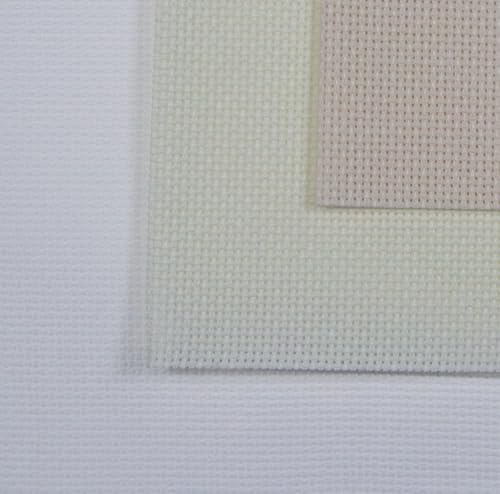 Image of KCS 3 pc of 12 inch x 18 inch(30cmx45cm) 18CT Counted Cotton Aida Cloth Cross Stitch Fabric (White+Antique White+Ecru)