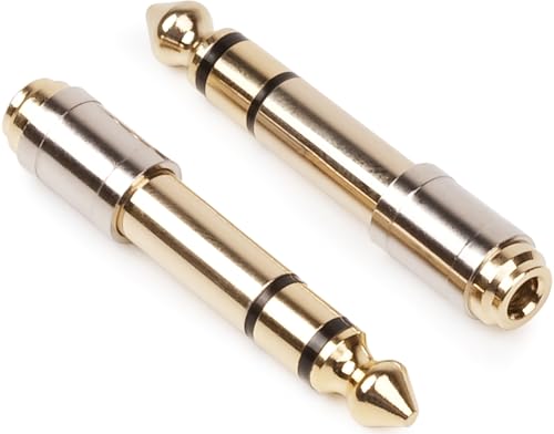 PASOW 1/4'' Male to 1/8'' Female Stereo Headphone Adapter 6.35mm to 3.5mm Audio Adapter Pure Copper for Headphone, Amplifier, Guitar, 2 Pack