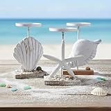 NAUTIMALL Nautical Tealight Candle Holder, Seashell Stand, Sea-Themed Tabletop Display for Wedding, Beach Wedding Decorations, Coastal Cottage Decor, Set of 3