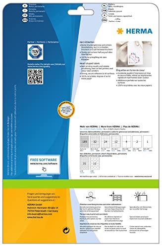 HERMA 10790 Etichette a forma di cuore, DIN A4 (Ø