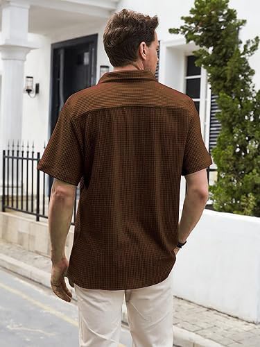 Image of ColorChakra Mens Waffle Knit Polo Tshirt Collar Knitted Shirt for Men M to 3XL