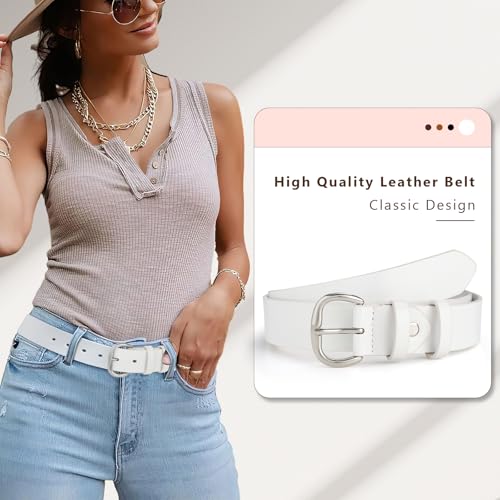Image of WHIPPY Women Leather Belt for Jeans Pants Dresses Black Ladies Waist Belt with Pin Buckle