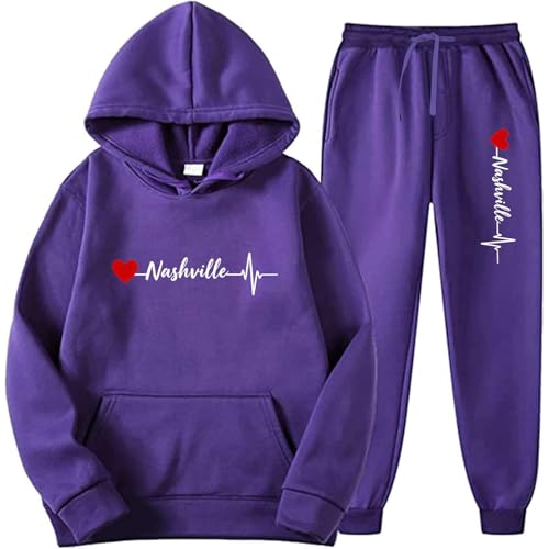 Ensemble homme sweat à capuche et jogging dark purple M stylé