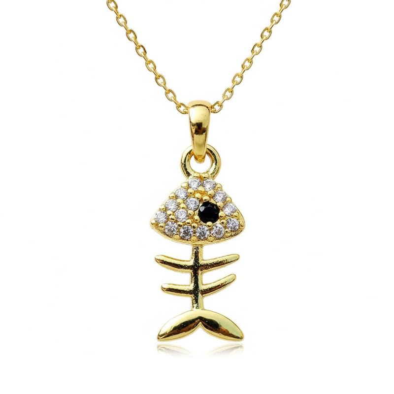 Collier poisson argent 925 breloque zircon cubique 45 cm