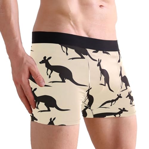 ALAZA Men's Boxer Brief,Seamless Pattern Of Kangaroo Silhouettes Underwear Shorts with Waistband,Soft and Breathable,S4