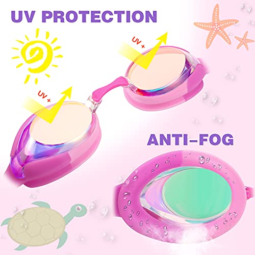 Image of Keary Kids Swim Goggles for Toddler Children Girls Boys Youth, Anti-Fog Waterproof UV Protection Clear Vision
