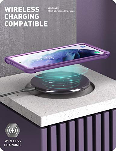 Image of i-Blason Ares Series Designed for Galaxy S21 Ultra 5G Case Cover (2021 Release), Rugged Clear Bumper Cover Case without Screen Protector (Purple)