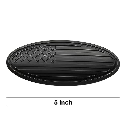 Image of Rear Tailgate Flag Overlay Emblem, 5 Inch American Flag Badge Fits for Ford Bronco Sport 2020 2021 2022 2023 (Matte Black)