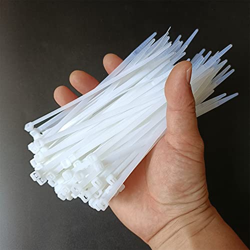 100 Pcs 6 Inch Cable Zip Ties Heavy Duty, Premium Plastic Wire Ties With 50 Lbs Tensile Strength, Self-Locking White Nylon Cable Tie Wraps Straps For Indoor And Outdoor #TOP2