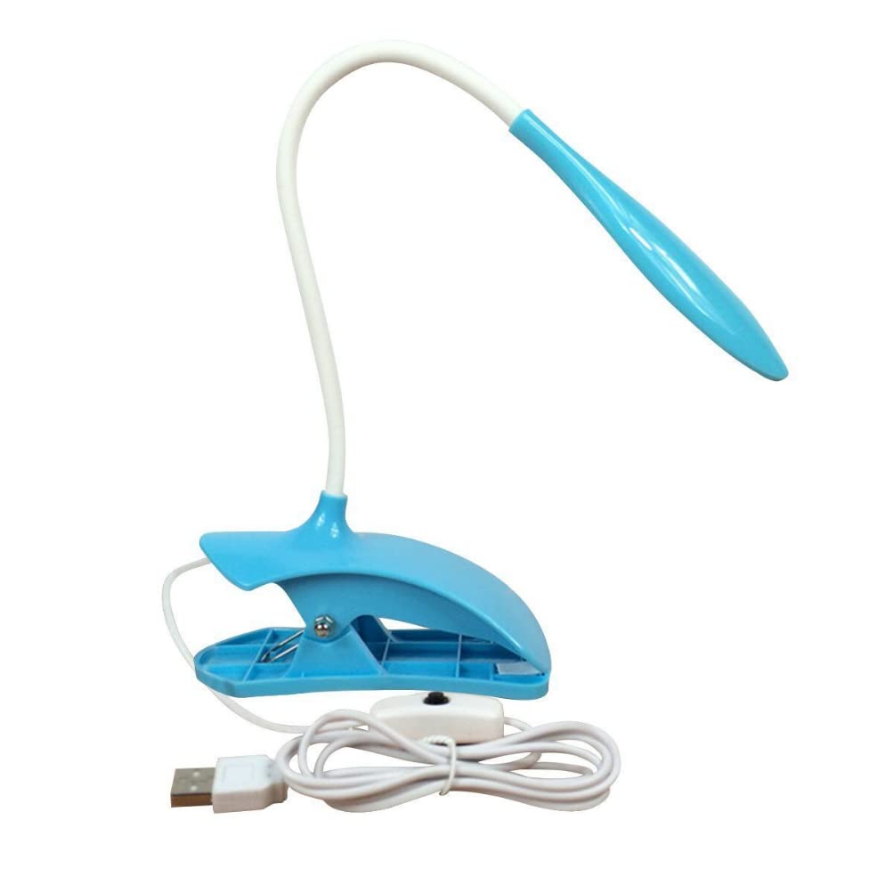 Anso Blue Led Light Table Desk Lamp Usb Rechargeable Clip-On Bedside Reading Light Living Lamp (Blue)