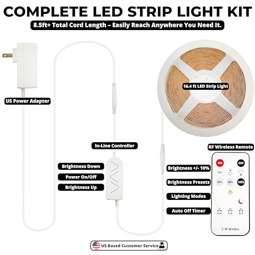Kit Tira de LED COB 5m Blanco Cálido Dimmable con Control RF miniatura 7