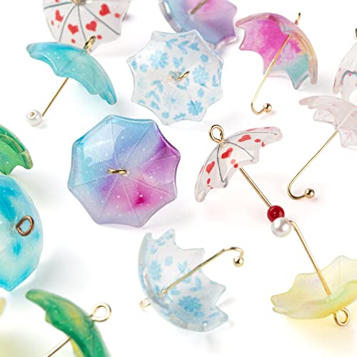 COGCHARGER 18 Pieces 9 Style Umbrella Charms Pendants Acrylic Umbrella Charms Printed Acrylic Pendants Mixed Color for Jewelry Earring Making Accessories - Image 3