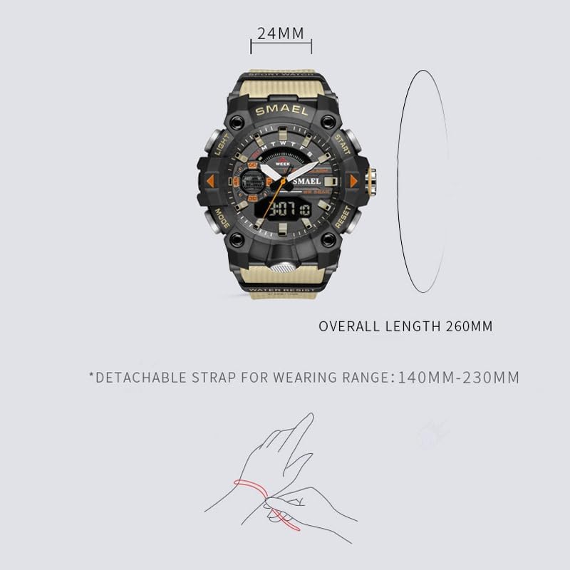 Miniatura 3 de Reloj militar resistente al agua para deportes al aire libre, resistente a los golpes, doble pantalla, reloj de pulsera para hombre, reloj de