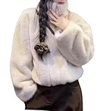 [ROSELUCA.] ファーコート ジャケット レディース ラビットファー エコファー 秋 冬 無地 ふわふわ ブルゾン ハイネック 40代 体型カバー ホワイト L