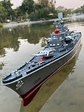 Ssccgym 23.6" Inch Remote Controlled Warship Battleship10km/h 4WD 2.4G RC Controlled Ship 1:390 Scale On Water Lakes Pools Exhibits Models for 14Y+