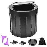 Portable Folding Toilet Travel Toilet, Portable Potty, Camping Toilet Adult Travel Portable Toilet for Car with Bags for Hiking,Long Trips,Beach and Traffic Jam (Black)