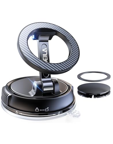 Moeila Vakuum Handyhalterung Auto für Magsafe Autohalterung [mit 78+LBS stärkste Saugkraft & 2400gf stärkster Magnet], 360° Drehbare Handyhalterung Magnet, KFZ Autohalterung für Alle Handys, Schwarz.